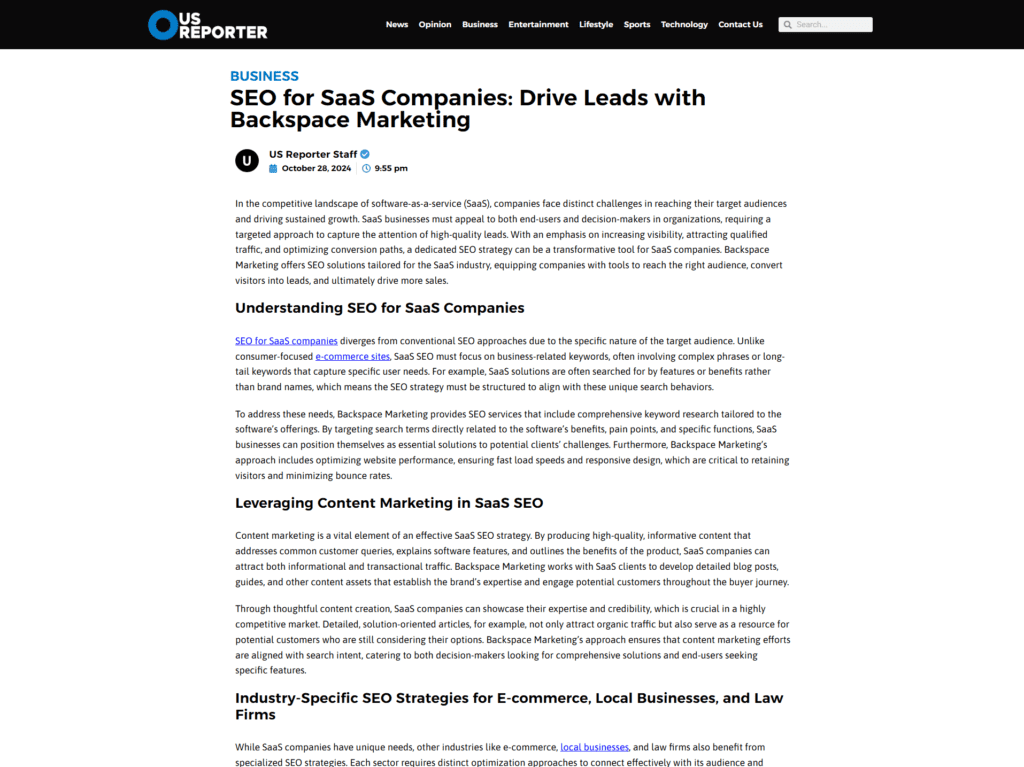 SEO for SaaS Companies: Drive Leads with Backspace Marketing