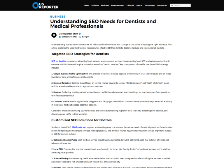 Understanding SEO Needs for Dentists and Medical Professionals