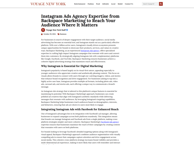 Instagram Ads Agency Expertise from Backspace Marketing to Reach Your Audience Where It Matters