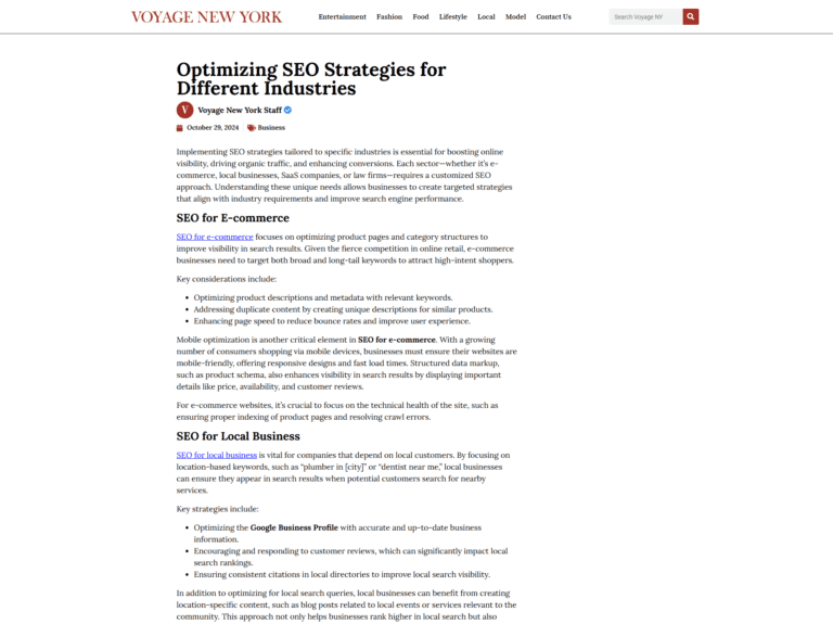 Optimizing SEO Strategies for Different Industries