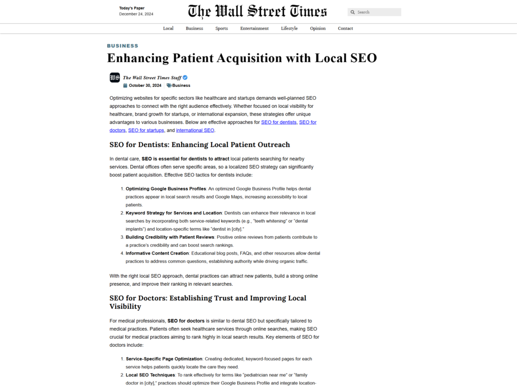 https://wallstreettimes.com/enhancing-patient-acquisition-with-local-seo/