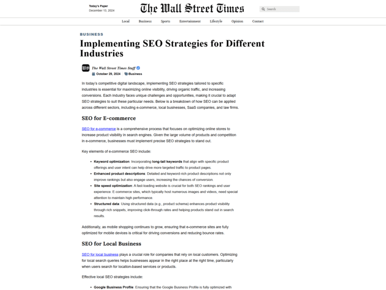 Implementing SEO Strategies for Different Industries