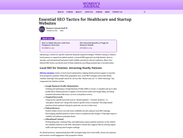 Essential SEO Tactics for Healthcare and Startup Websites
