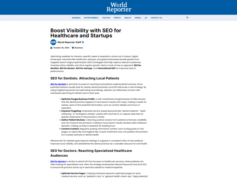 Boost Visibility with SEO for Healthcare and Startups