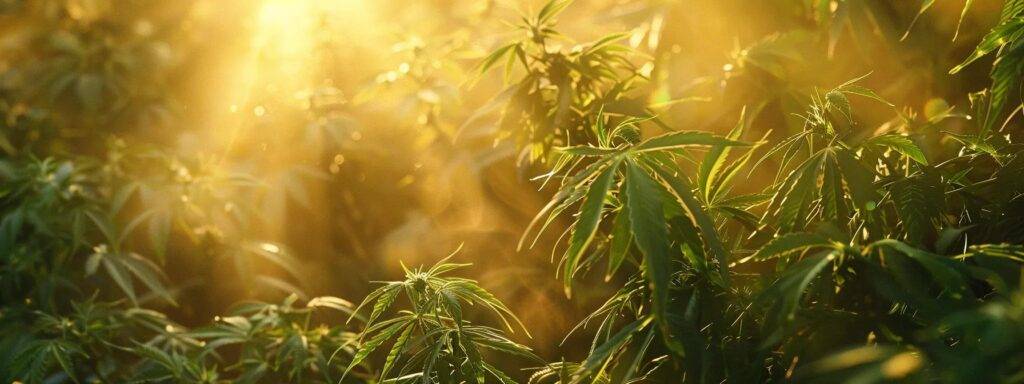 a vibrant display of lush green cannabis plants bathed in golden sunlight, symbolizing the flourishing growth of customized seo strategies tailored for the cannabis, cbd, and hemp industries.