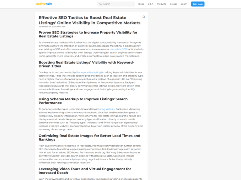 Effective SEO Tactics to Boost Real Estate Listings' Online Visibility in Competitive Markets