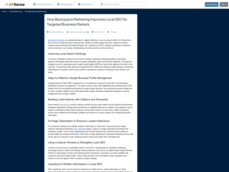 How Backspace Marketing Improves Local SEO for Targeted Business Markets