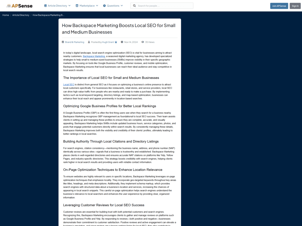 How Backspace Marketing Boosts Local SEO for Small and Medium Businesses