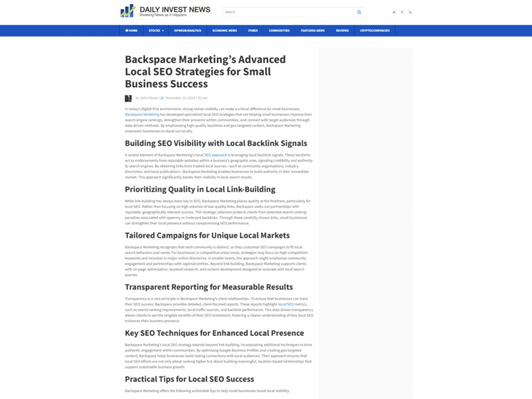 Backspace Marketing’s Advanced Local SEO Strategies for Small Business Success