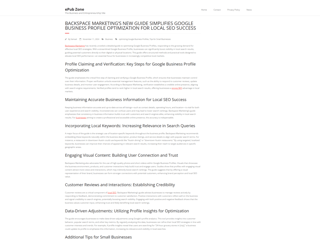 Backspace Marketing’s New Guide Simplifies Google Business Profile Optimization for Local SEO Success