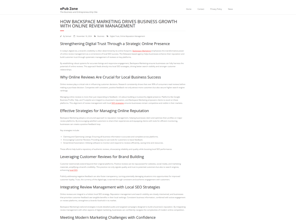 How Backspace Marketing Drives Business Growth with Online Review Management