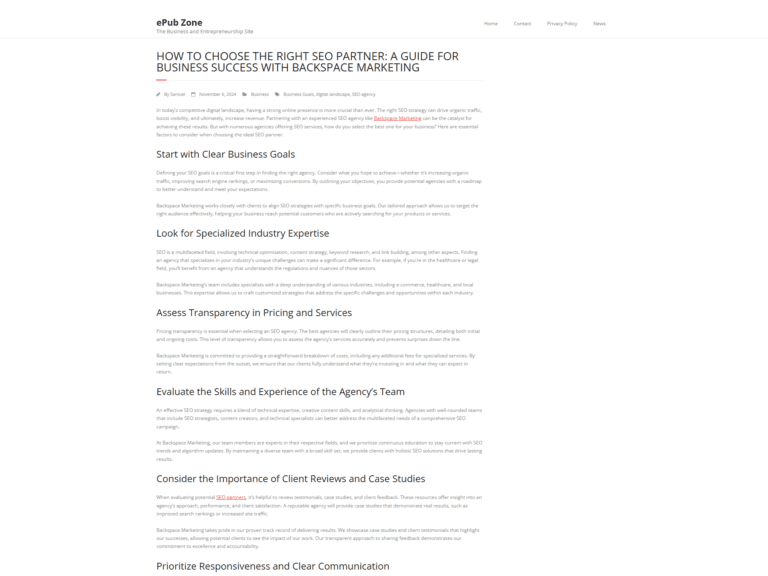 How to Choose the Right SEO Partner: A Guide for Business Success with Backspace Marketing