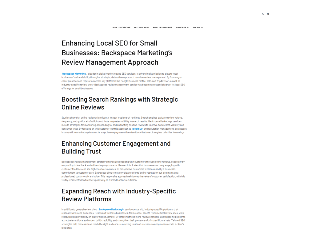 Enhancing Local SEO for Small Businesses: Backspace Marketing’s Review Management Approach