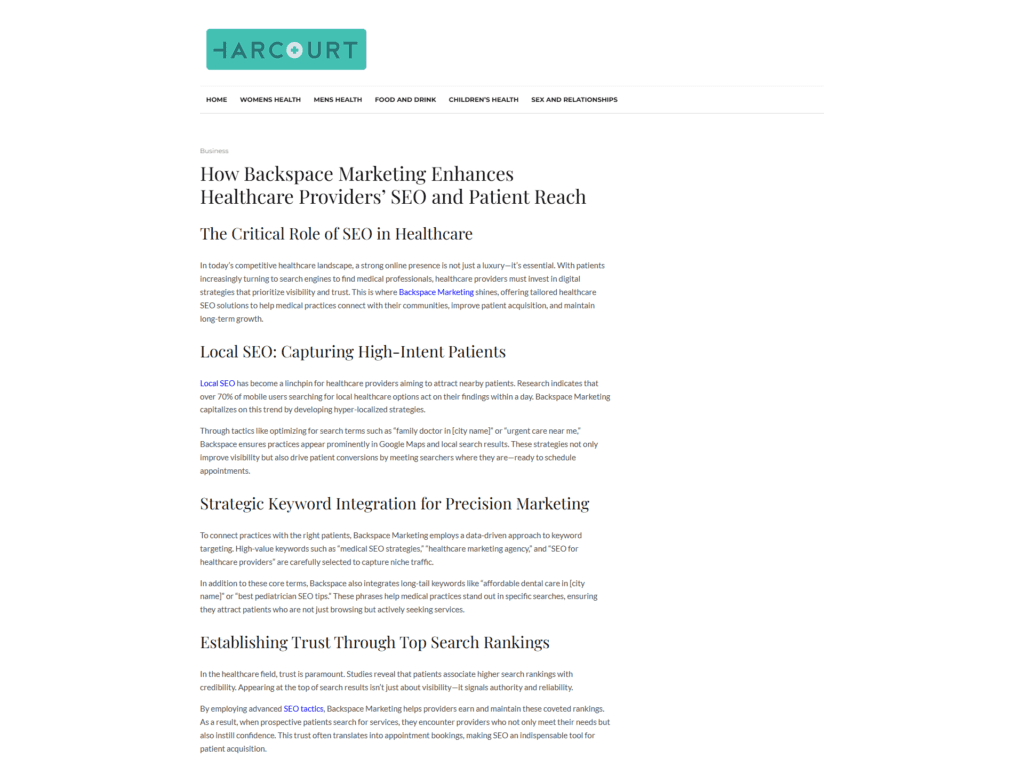 How Backspace Marketing Enhances Healthcare Providers’ SEO and Patient Reach