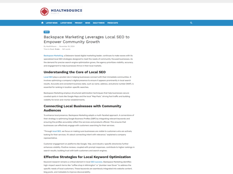 Backspace Marketing Leverages Local SEO to Empower Community Growth