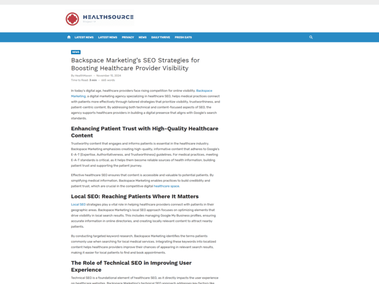 Backspace Marketing’s SEO Strategies for Boosting Healthcare Provider Visibility