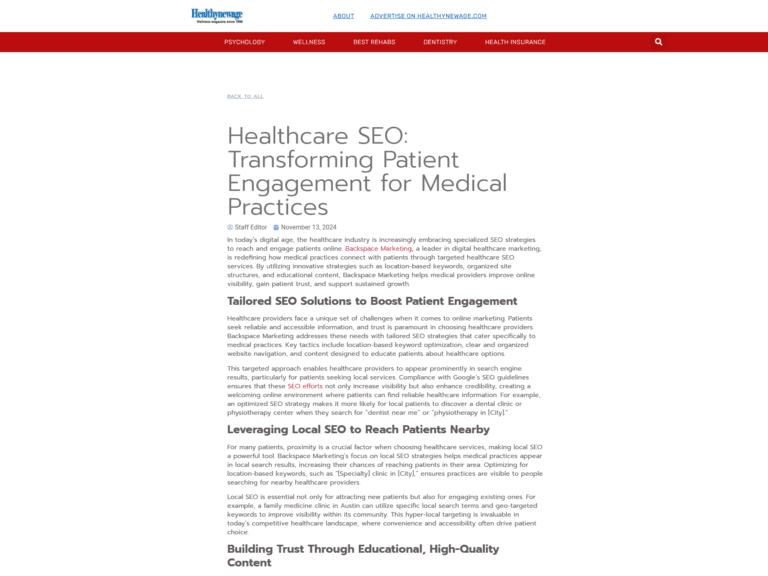 Healthcare SEO: Transforming Patient Engagement for Medical Practices