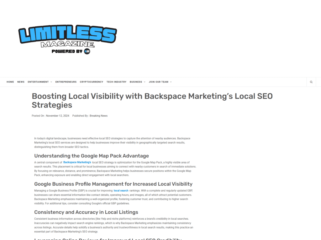 Boosting Local Visibility with Backspace Marketing’s Local SEO Strategies