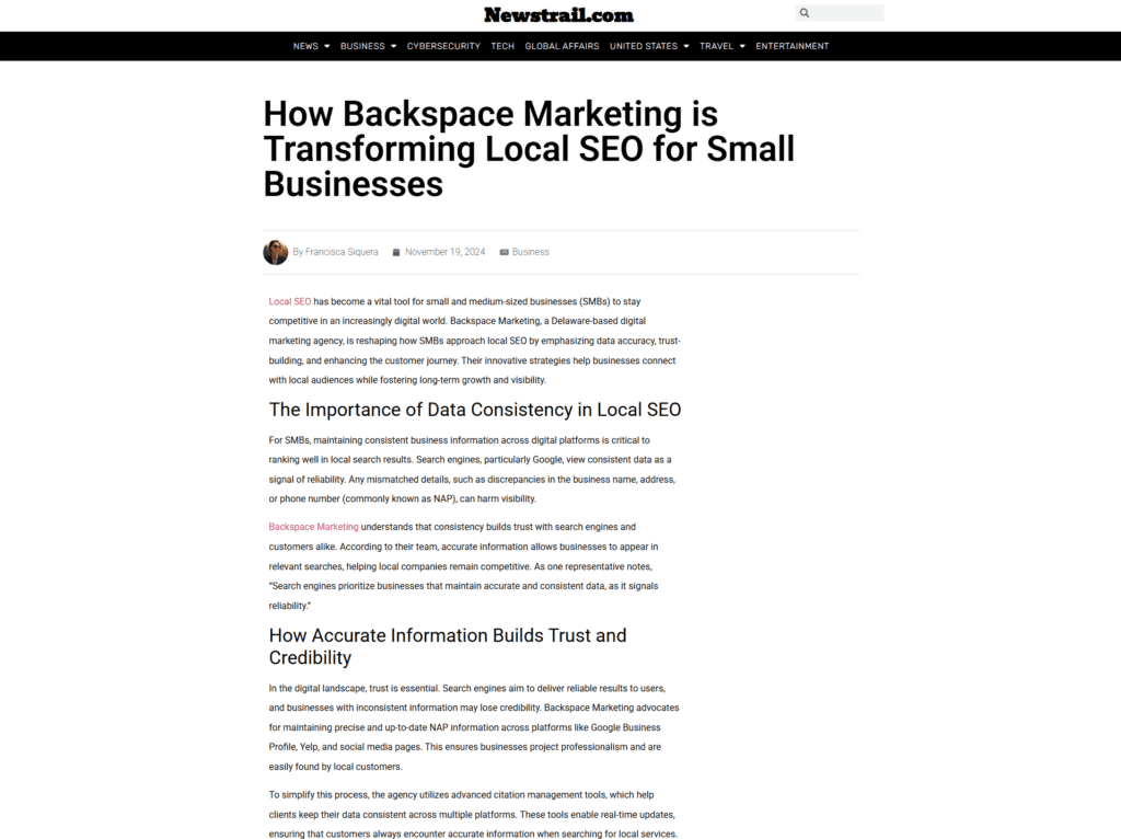 How Backspace Marketing is Transforming Local SEO for Small Businesses