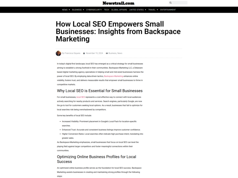 How Local SEO Empowers Small Businesses: Insights from Backspace Marketing