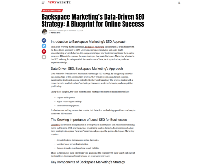 Digital MarketingBackspace Marketing’s Data-Driven SEO Strategy: A Blueprint for Online Success