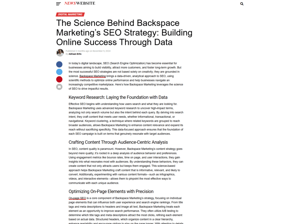 Digital MarketingThe Science Behind Backspace Marketing’s SEO Strategy: Building Online Success Through Data