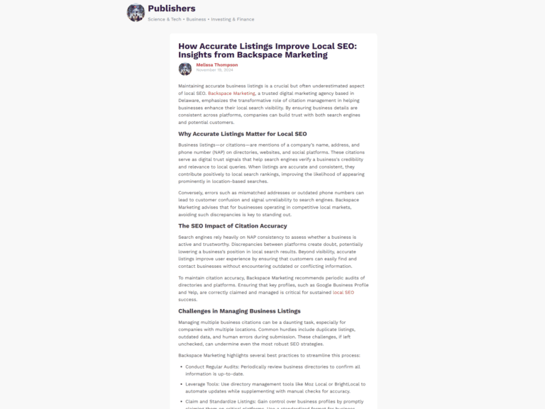 How Accurate Listings Improve Local SEO: Insights from Backspace Marketing
