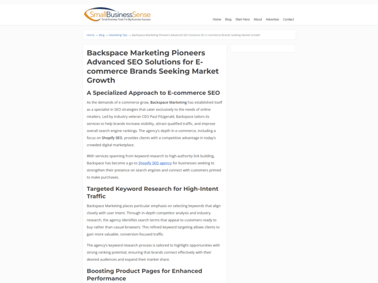 Backspace Marketing Pioneers Advanced SEO Solutions for E-commerce Brands Seeking Market Growth