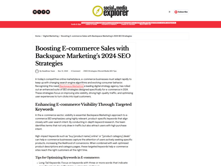 Boosting E-commerce Sales with Backspace Marketing’s 2024 SEO Strategies