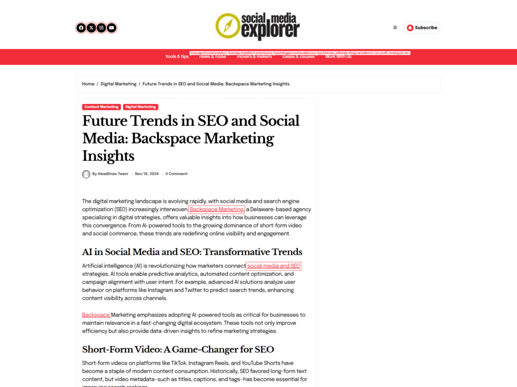 Future Trends in SEO and Social Media: Backspace Marketing Insights
