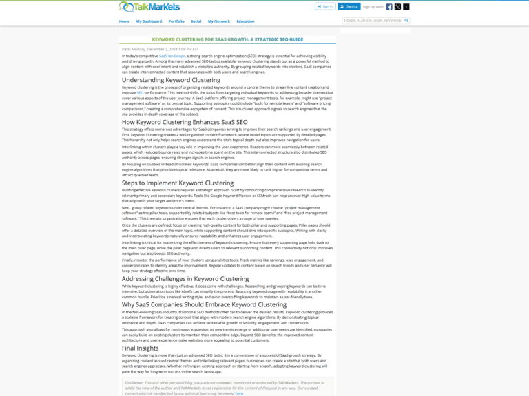 Keyword Clustering for SaaS Growth: A Strategic SEO Guide
