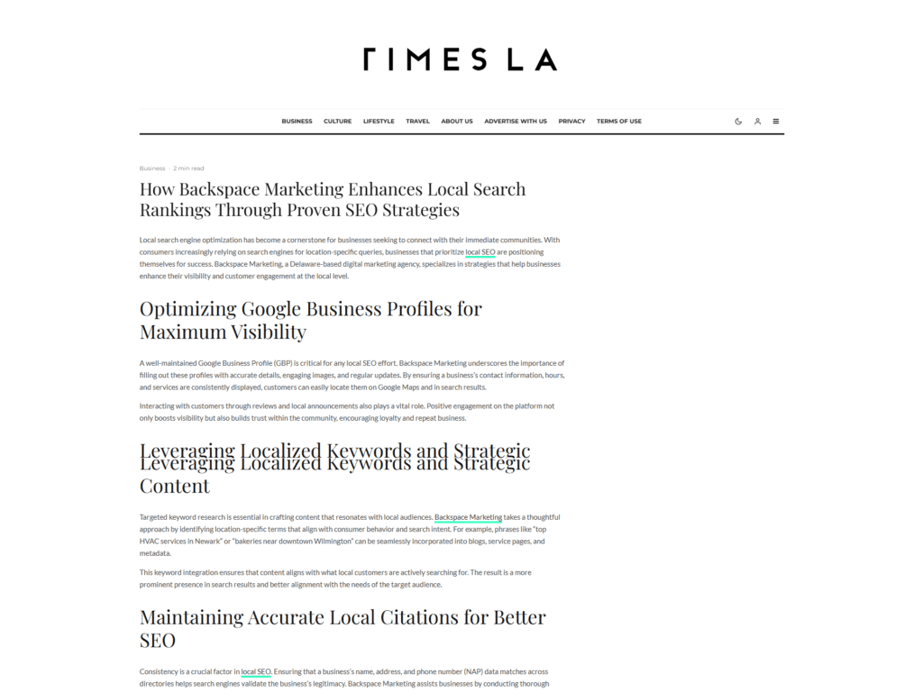 How Backspace Marketing Enhances Local Search Rankings Through Proven SEO Strategies