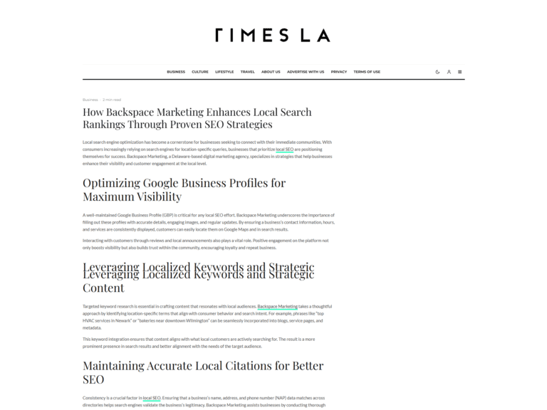 How Backspace Marketing Enhances Local Search Rankings Through Proven SEO Strategies