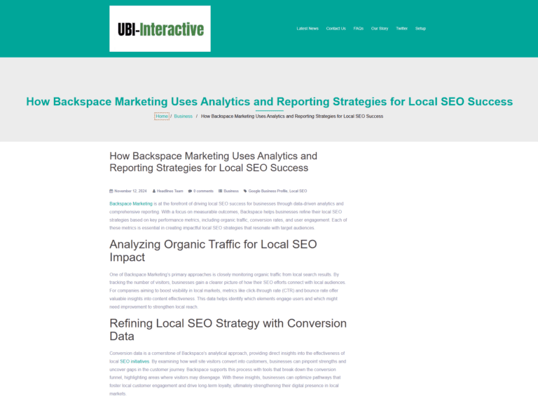 How Backspace Marketing Uses Analytics and Reporting Strategies for Local SEO Success