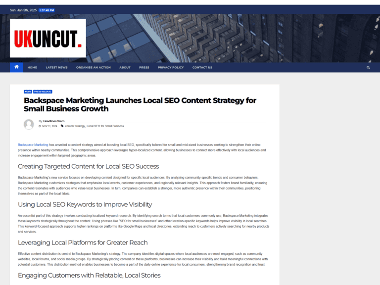 Backspace Marketing Launches Local SEO Content Strategy for Small Business Growth