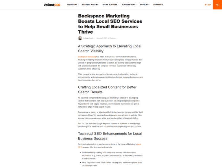 Backspace Marketing Boosts Local SEO Services to Help Small Businesses Thrive