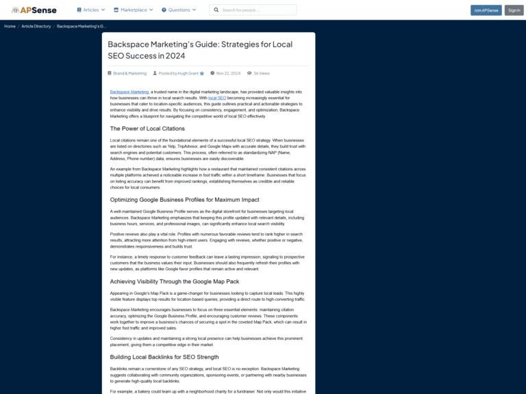 Backspace Marketing’s Guide: Strategies for Local SEO Success in 2024