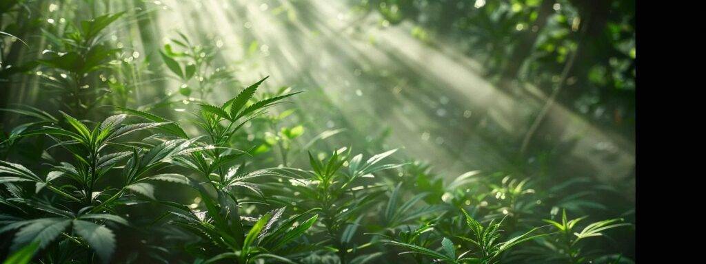 a vibrant and thriving cannabis cultivation scene, showcasing lush green plants under bright sunlight, symbolizing growth and success in the rapidly evolving industry marked by innovative seo strategies.