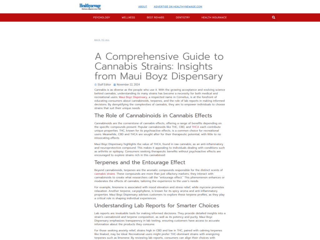 A Comprehensive Guide to Cannabis Strains: Insights from Maui Boyz Dispensary