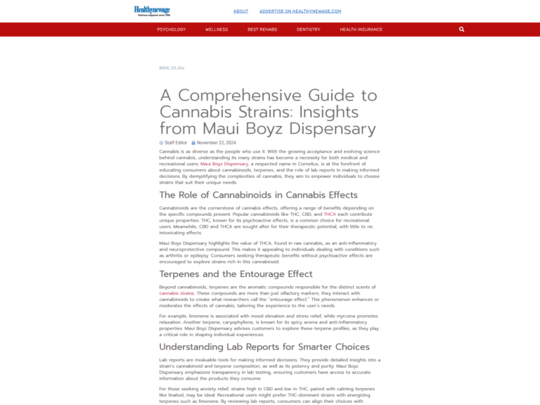 A Comprehensive Guide to Cannabis Strains: Insights from Maui Boyz Dispensary